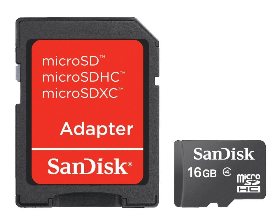 MicroSDHC SanDisk 16 GB I Adapter SD