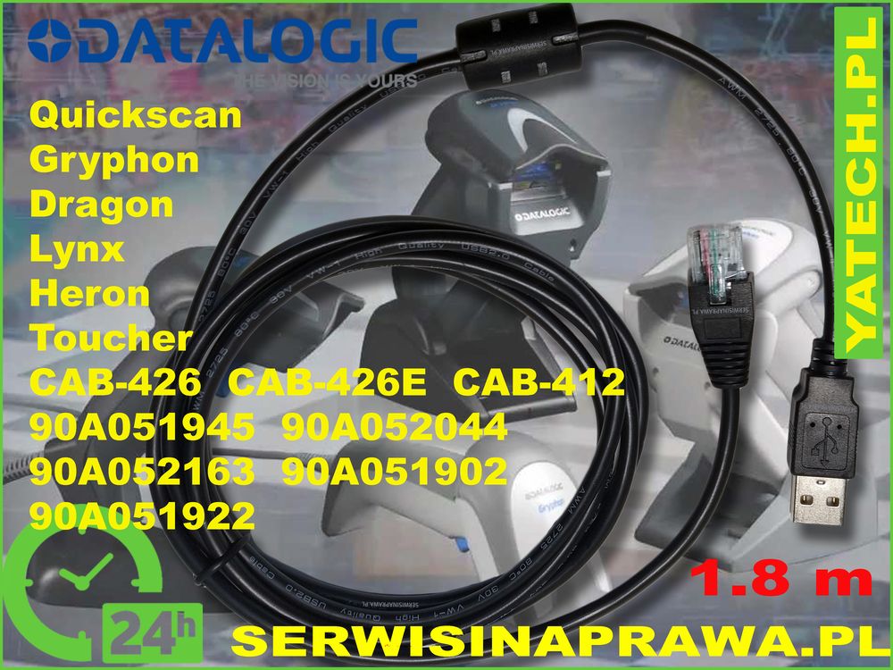 Przewód USB, do czytników, DATALOGIC, Quickscan, CAB-426, 5052178406233